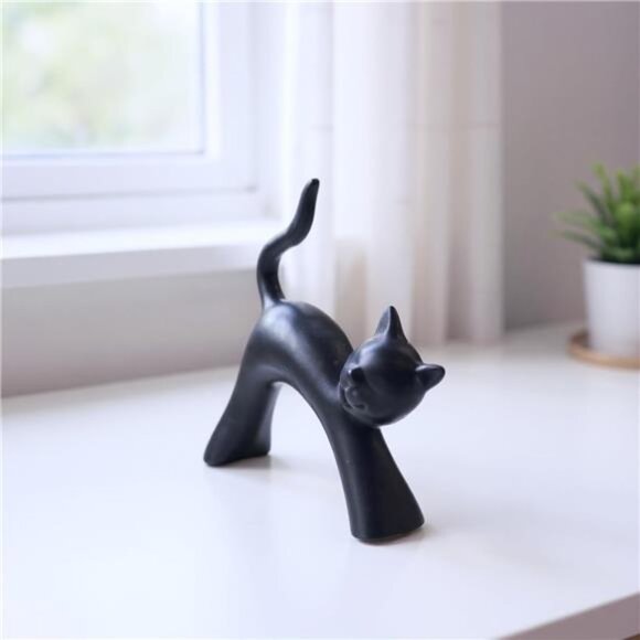 Statue Figurine Sculpture Home Decor, 2-Pack Cat Statue Set Gifts for Cat - Picture 3 of 11